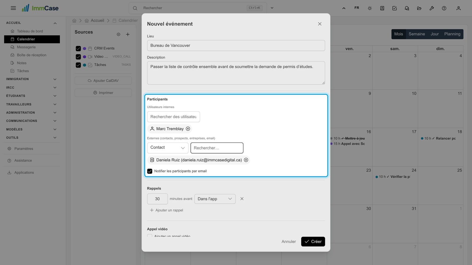 8. Invitations et rappels