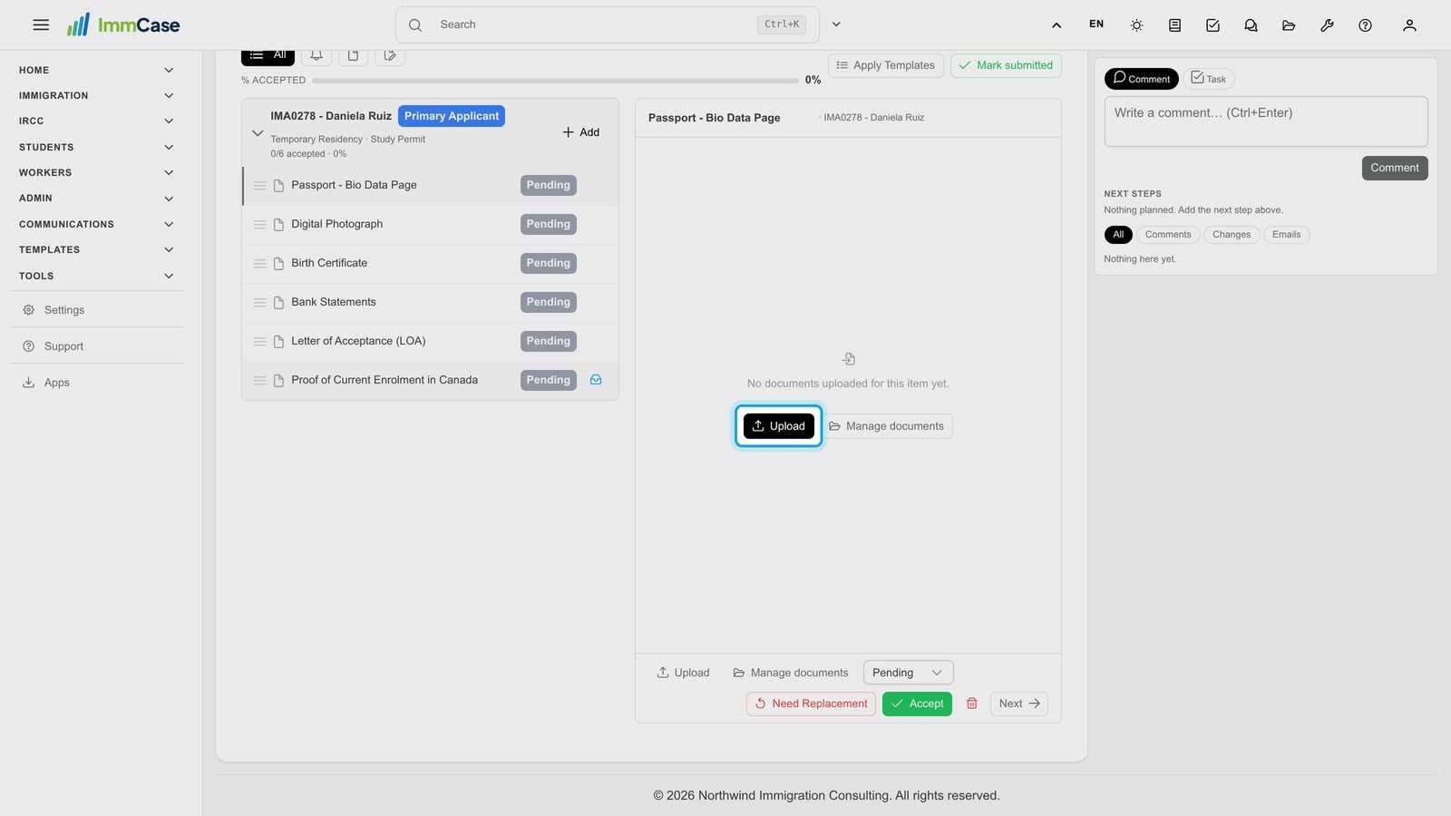 3. Upload the document