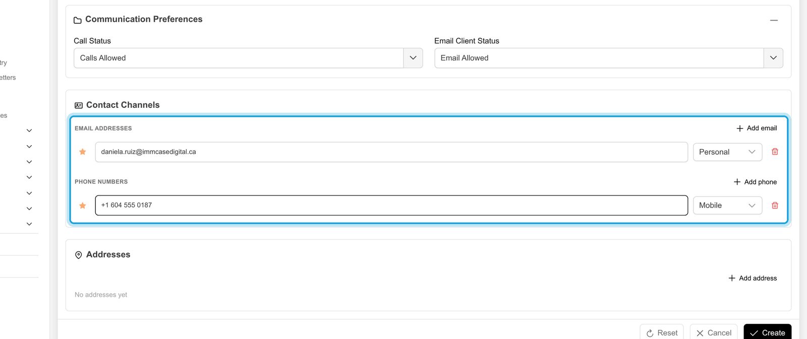 4. Email and phone