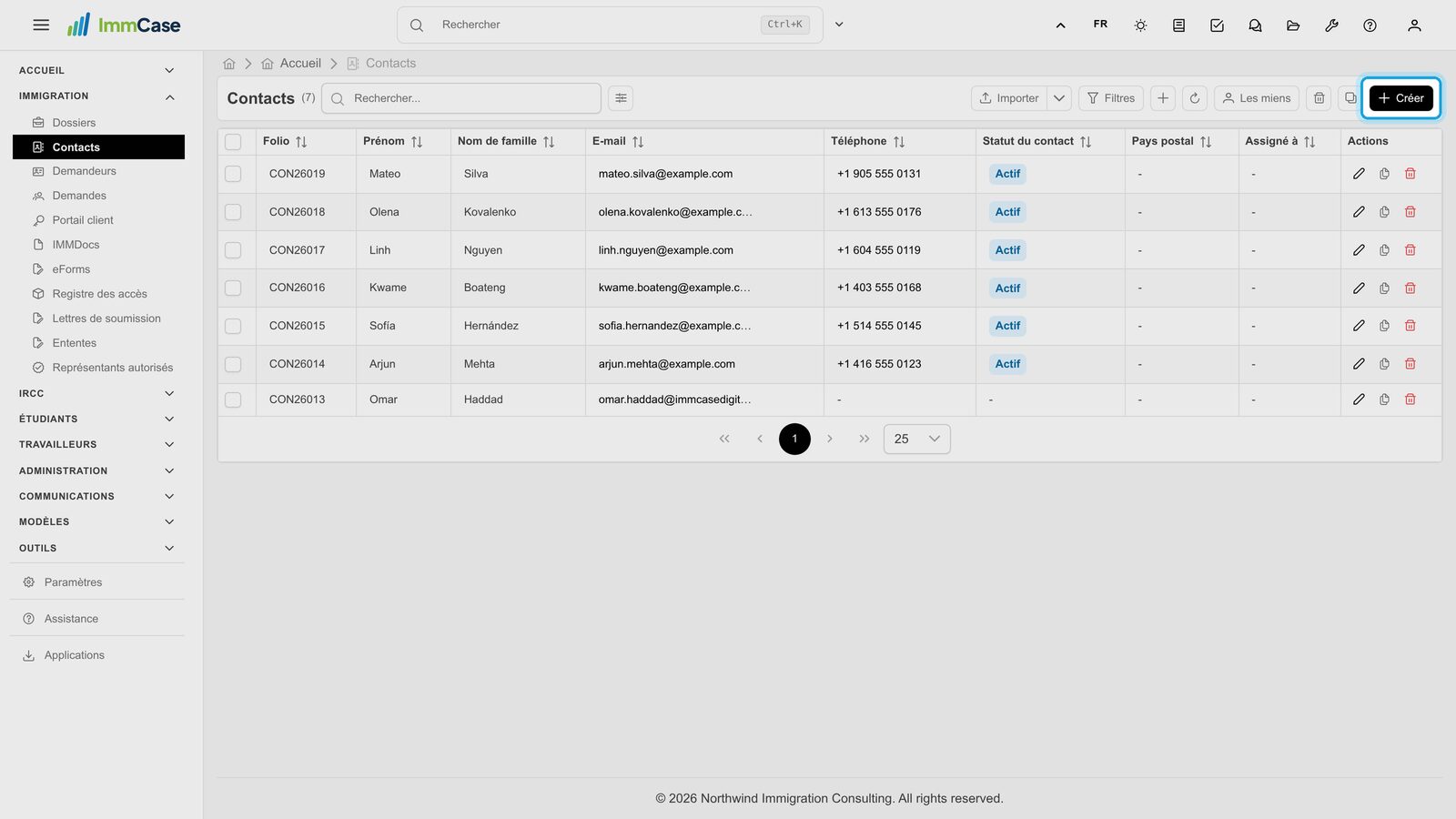 2. Commencer un nouveau contact