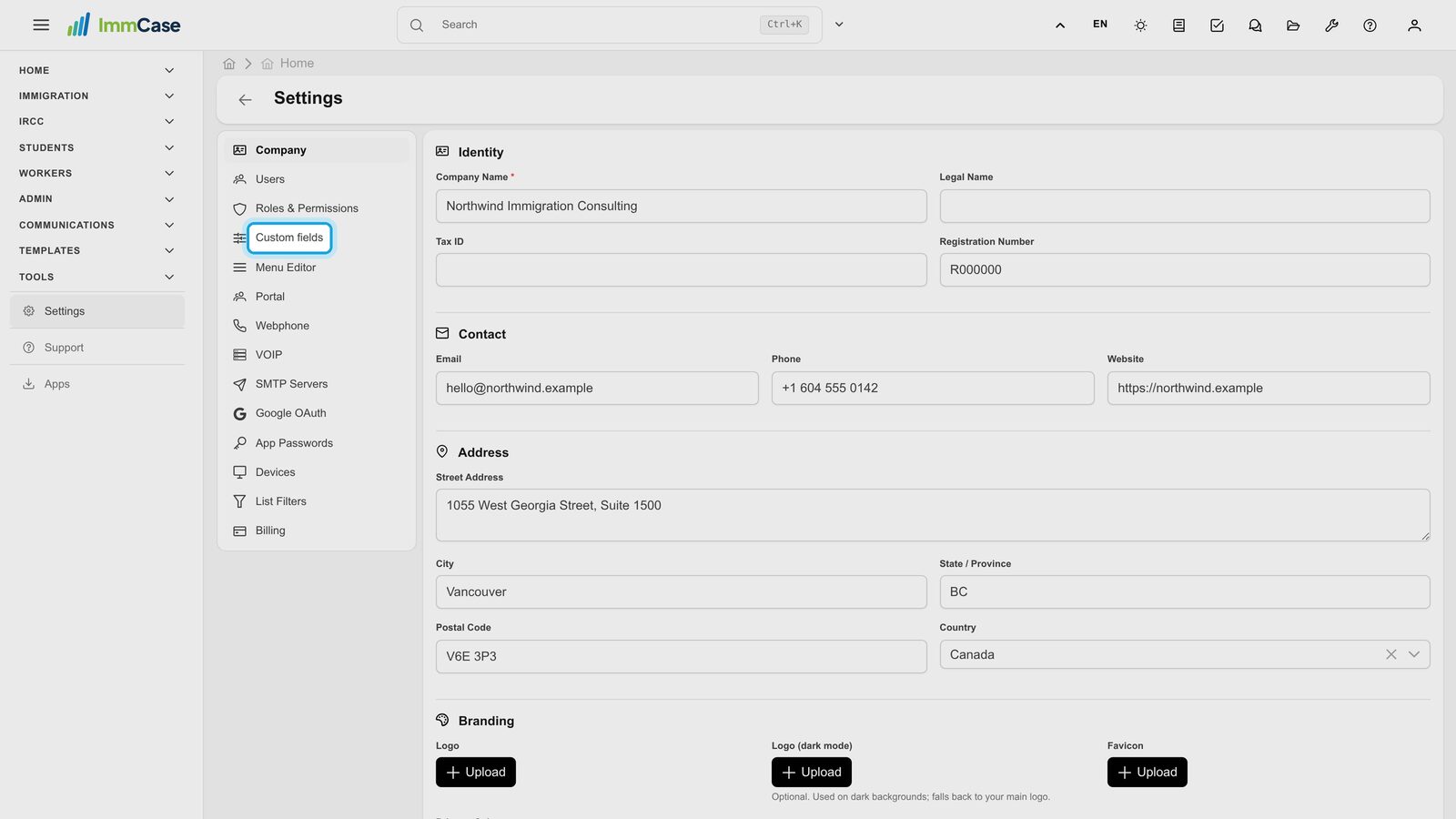 1. Open Custom fields