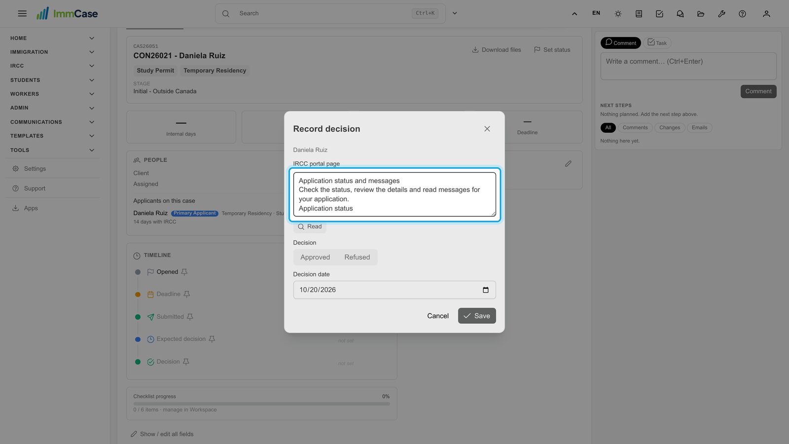 4. IRCC decided: paste its page