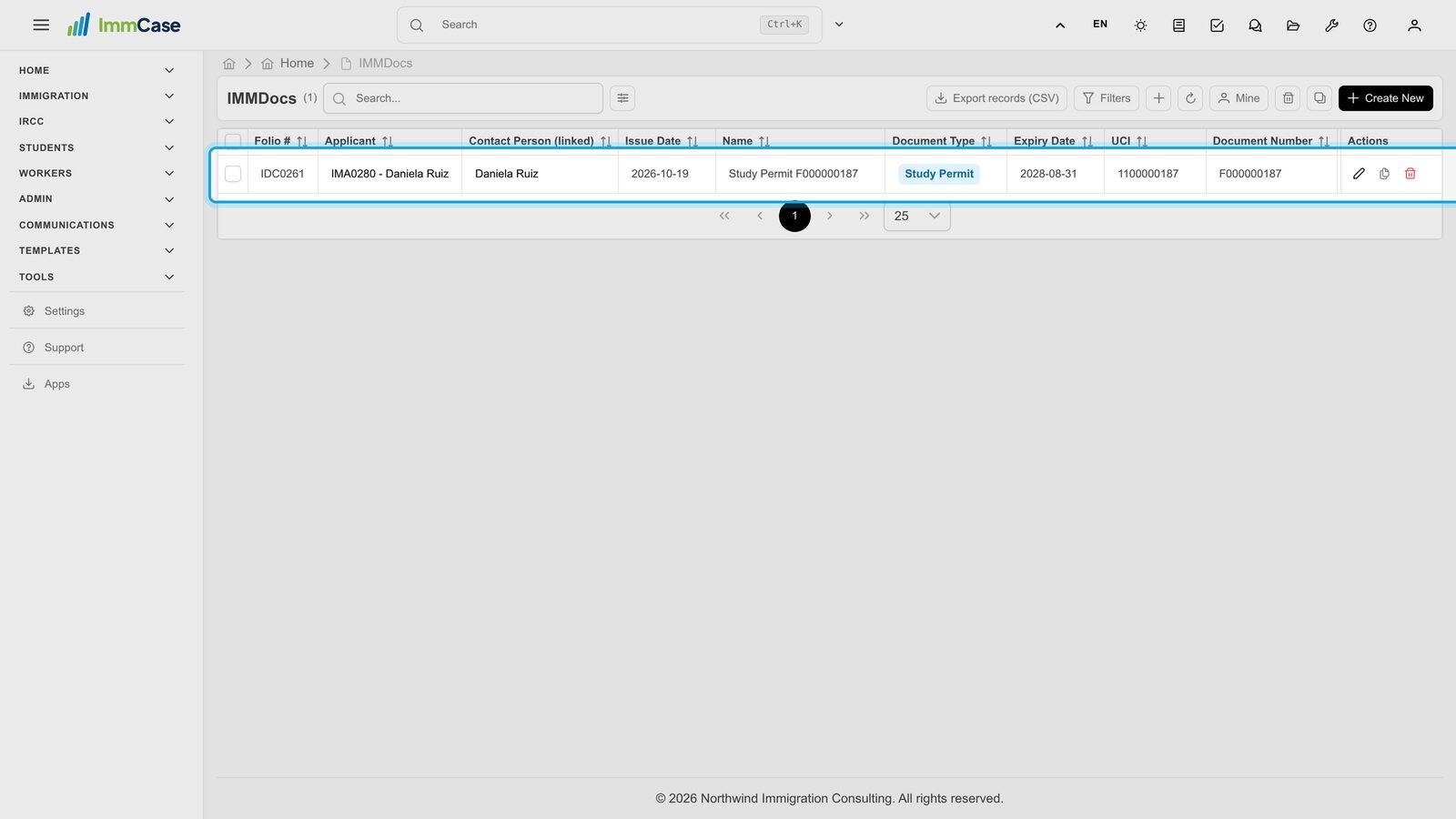 7. The permit, in IMMDocs