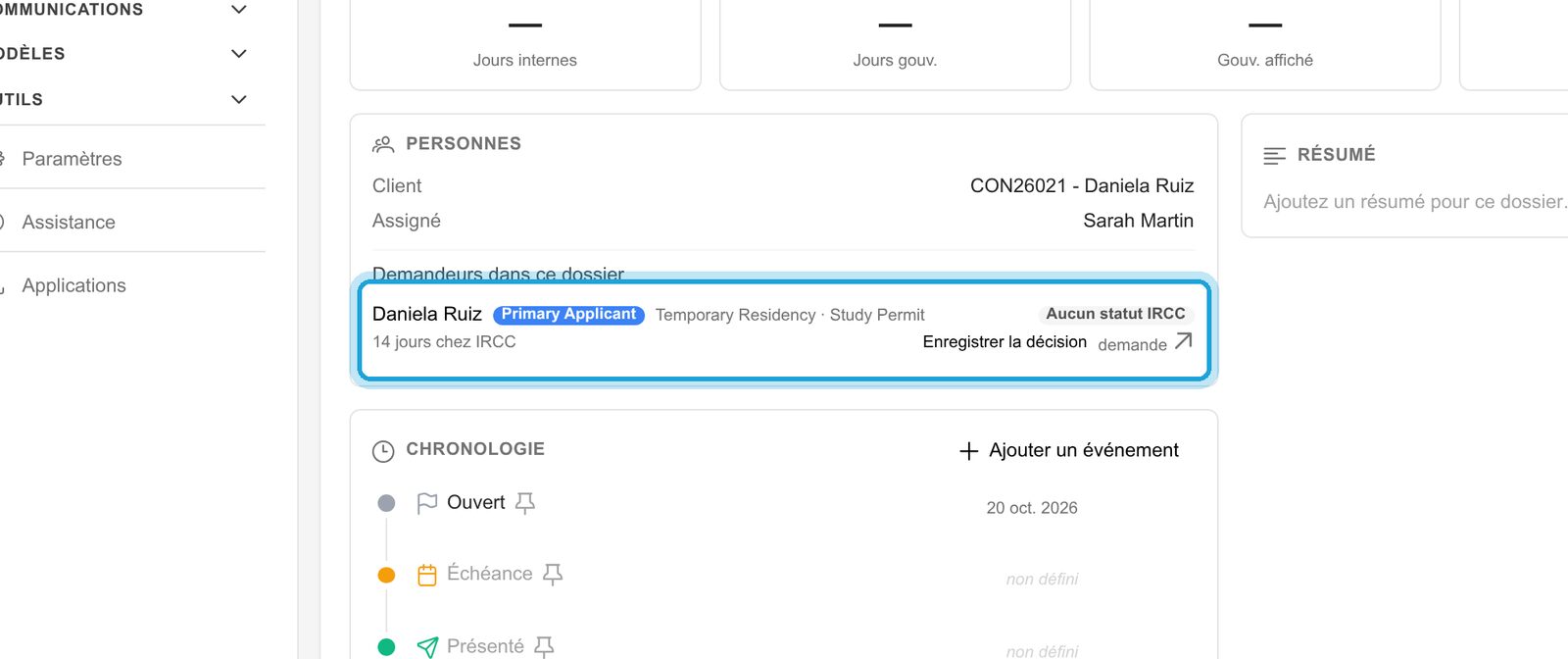 3. Jours chez IRCC