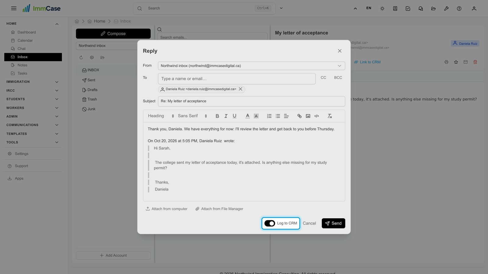 7. Reply, and keep a copy on file