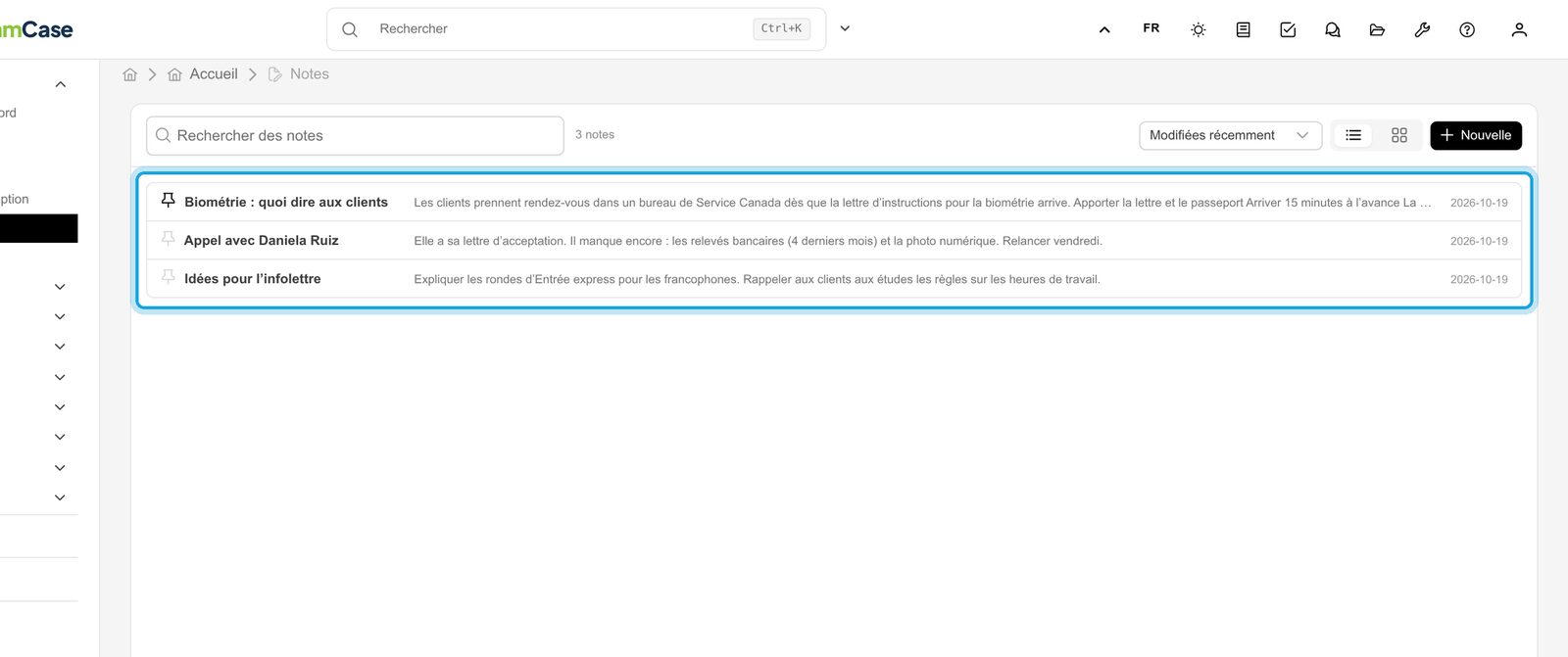 2. Vos notes