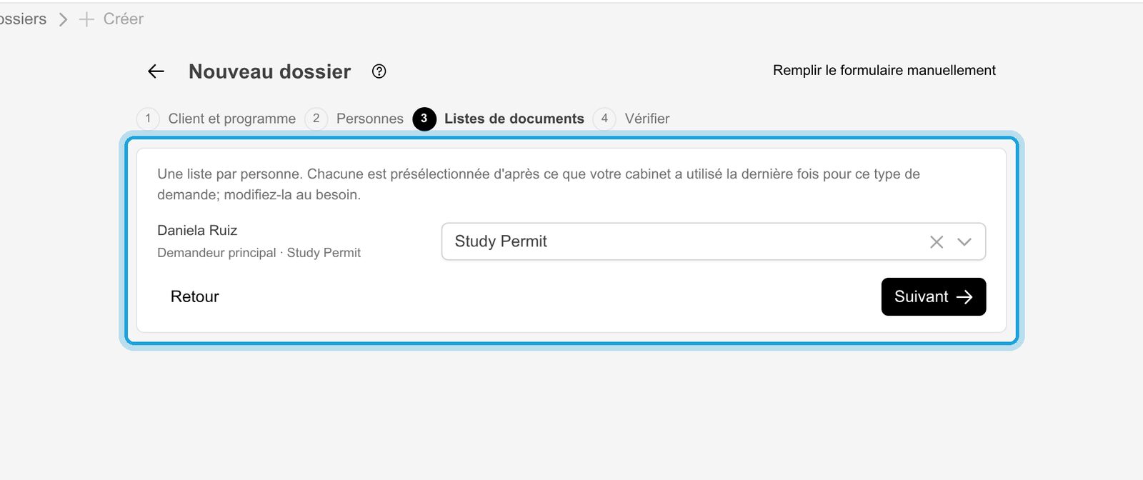 6. Une liste de documents par personne